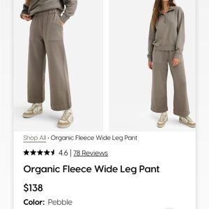 ISO - in search of - Organic Fleece Wide Leg Pants, size small, in PEBBLE